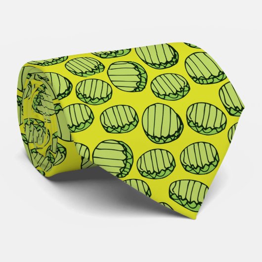 Funny Green Pickle Slices Pattern Novelty Krawatte (Gerollt)