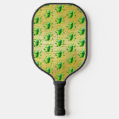 Funny Green Pickleman auf Gold Background Paddle (Vorderseite)