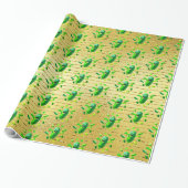 Funny Green Pickleman über Gold Background Geschenkpapier (Ungerollt)