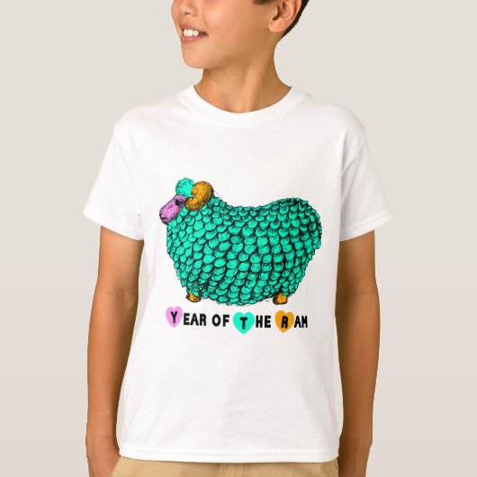 Funny Green Ram Chinese New Year Zodiac K White T T-Shirt (Vorderseite)