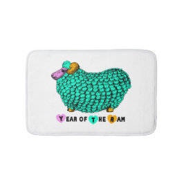 Funny Green Ram Chinese Year Zodiac Bath Mat Badematte