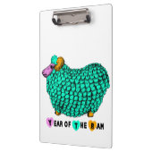 Funny Green Ram Chinese Year Zodiac Clipboard Klemmbrett (Links)