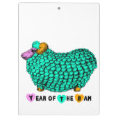 Funny Green Ram Chinese Year Zodiac Clipboard Klemmbrett (Rückseite)