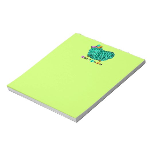 Funny Green Ram Chinese Year Zodiac Notepad Notizblock (Rotiert)