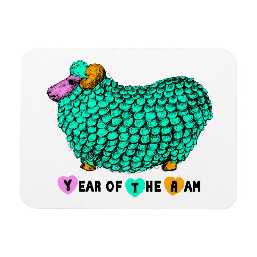 Funny Green Ram Chinese Year Zodiac P Magnet (Horizontal)