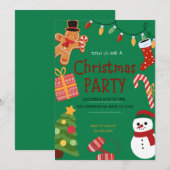 Funny Green Red und Yellow Christmas Party laden e Einladung (Vorne/Hinten)