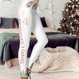 Funny Green Red White Foto Winterbaum Weihnachten Leggings