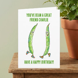 Funny Green Runner Bean Best Friend Birthday Karte