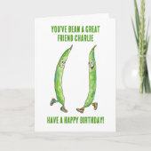 Funny Green Runner Bean Best Friend Birthday Karte (Vorderseite)