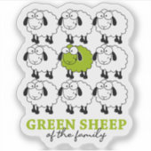 Funny Green Sheep of the Family, Vegan Aufkleber (Vorderseite)