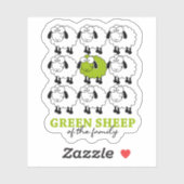 Funny Green Sheep of the Family, Vegan Aufkleber (Blatt)