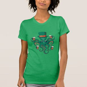 Funny Green St Patricks Octopus Beer T-Shirt