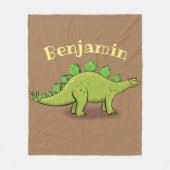 Funny green stegosaurus dinosaurus Cartoon Fleecedecke (Vorderseite)