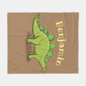 Funny green stegosaurus dinosaurus Cartoon Fleecedecke (Vorderseite (Horizontal))