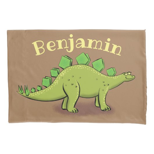 Funny green stegosaurus dinosaurus Cartoon Kissenbezug (Vorderseite)