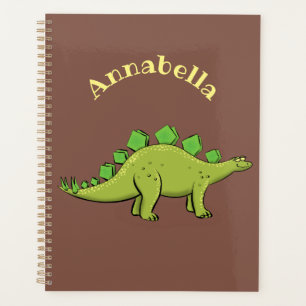 Funny green stegosaurus dinosaurus Cartoon Planer