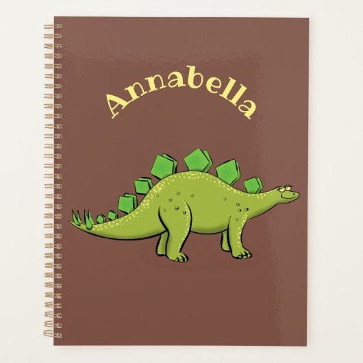 Funny green stegosaurus dinosaurus Cartoon Planer (Vorderseite)