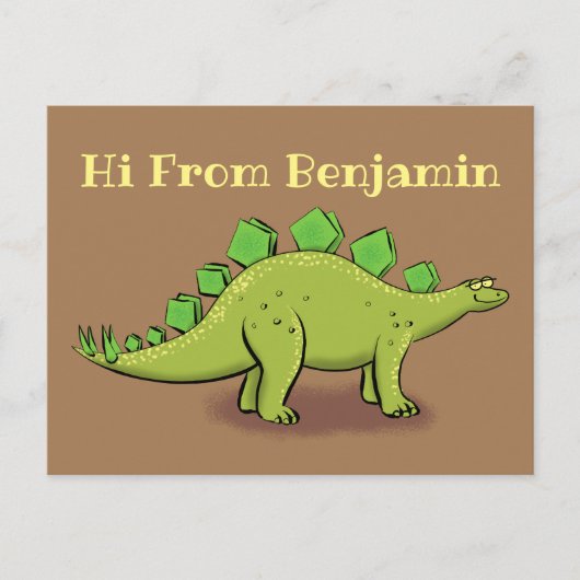 Funny green stegosaurus dinosaurus Cartoon Postkarte (Vorderseite)