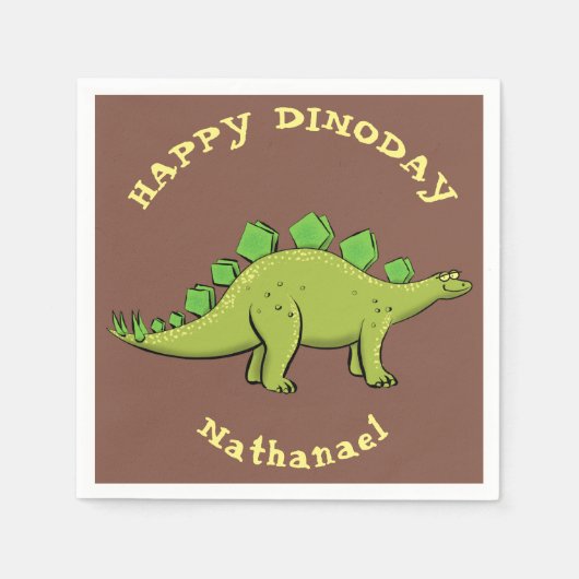 Funny green stegosaurus dinosaurus Cartoon Serviette (Vorderseite)