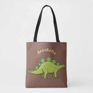 Funny green stegosaurus dinosaurus Cartoon Tasche