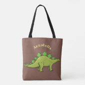 Funny green stegosaurus dinosaurus Cartoon Tasche (Rückseite)