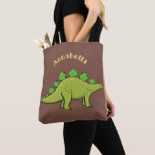Funny green stegosaurus dinosaurus Cartoon Tasche (Von Nahem)