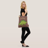 Funny green stegosaurus dinosaurus Cartoon Tasche (Am Model)