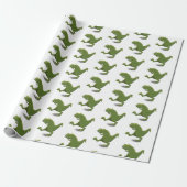 Funny green t rex dinosaur Cartoon Illustration Geschenkpapier (Ungerollt)