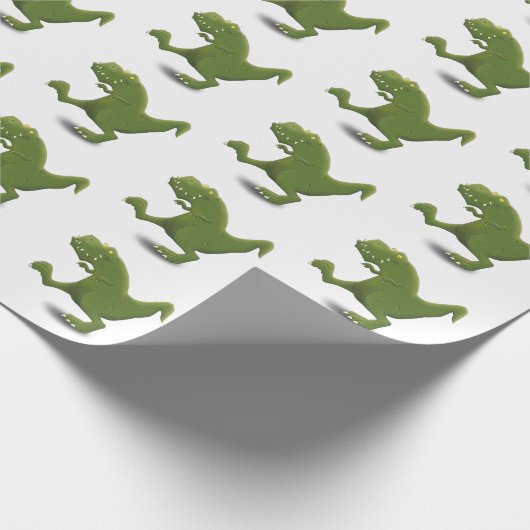 Funny green t rex dinosaur Cartoon Illustration Geschenkpapier (Ecke)