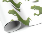 Funny green t rex dinosaur Cartoon Illustration Geschenkpapier (Rolleneckpunkt)