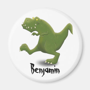 Funny green t rex dinosaur Cartoon Illustration Magnet