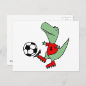 Funny Green T-rex Dinosaur Playing Soccer Postkarte (Vorne/Hinten)