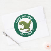 Funny green t rex dinosaurier Cartoon personalisie Runder Aufkleber (Umschlag)
