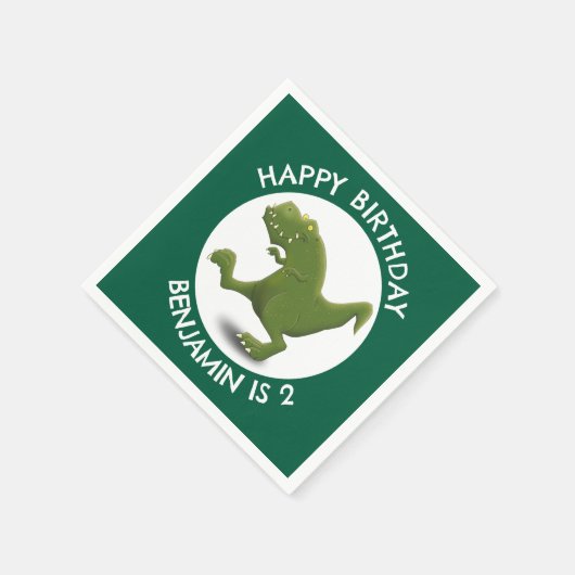 Funny green t rex dinosaurier Cartoon personalisie Serviette (Ecke)