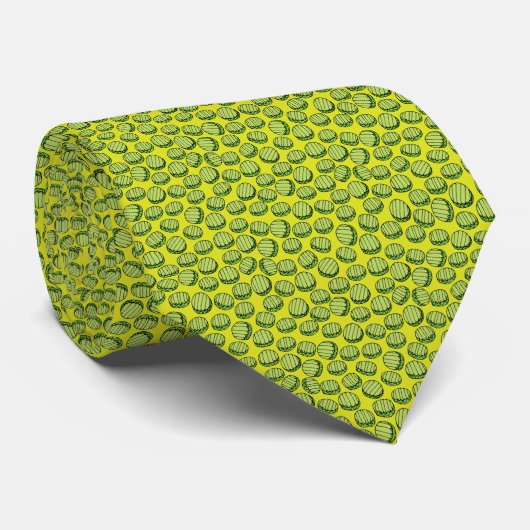 Funny Green Tiny Pickle Slices Pattern Novelty Krawatte (Gerollt)