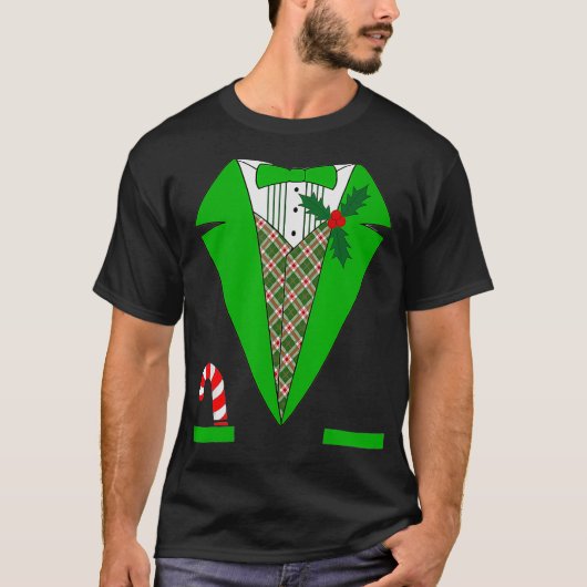 Funny Green Tuedo Costume For Xmas Christmas T-Shirt (Vorderseite)