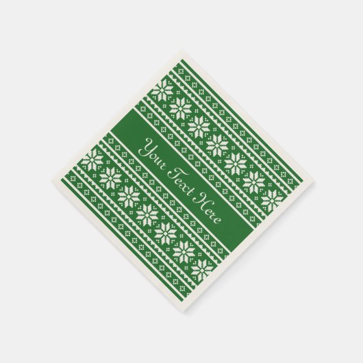 Funny green Uggli Christmas Sweater Party Serviett Serviette (Ecke)