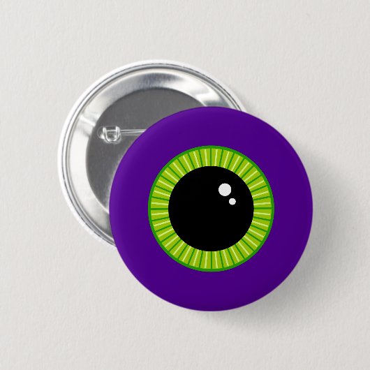 Funny Green und Lila Monster Eyeball Button (Vorne & Hinten)