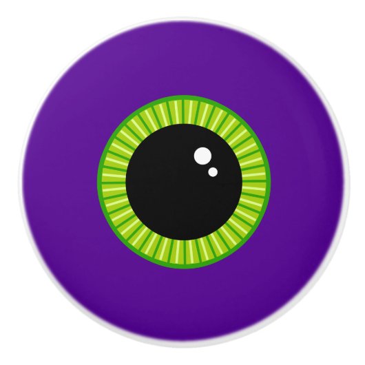 Funny Green und Lila Monster Eyeball Keramikknauf (Vorderseite)