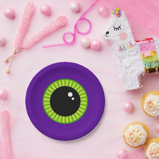 Funny Green und Lila Monster Eyeball Pappteller (Party)