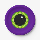 Funny Green und Lila Monster Eyeball Pappteller (Vorderseite)