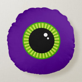 Funny Green und Lila Monster Eyeball Rundes Kissen
