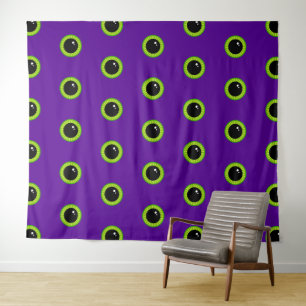 Funny Green und Lila Monster Eyes Wandteppich