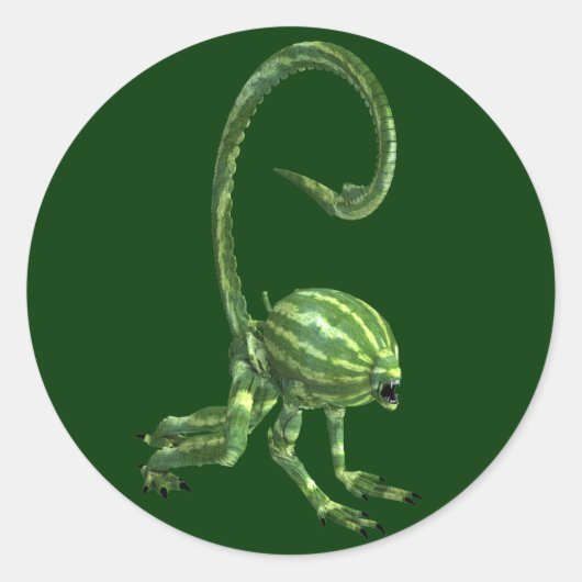 Funny Green Watermelon Monster Runder Aufkleber (Vorderseite)