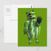 Funny Green Watermelons Bear Postkarte (Vorne/Hinten)