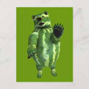 Funny Green Watermelons Bear Postkarte