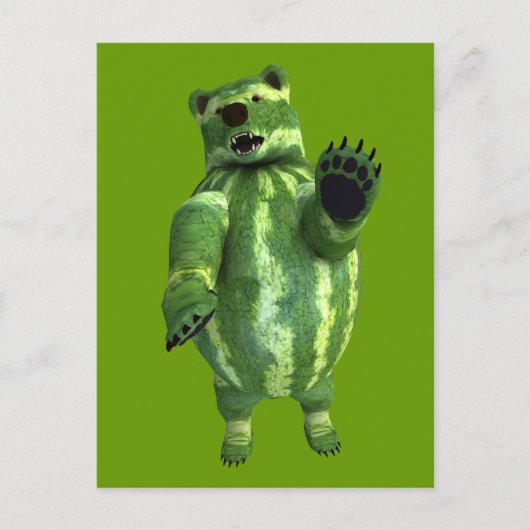 Funny Green Watermelons Bear Postkarte (Vorderseite)