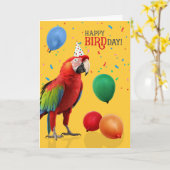 Funny Green Winged Macaw Parrot Birthday Karte (Gelbe Blume)