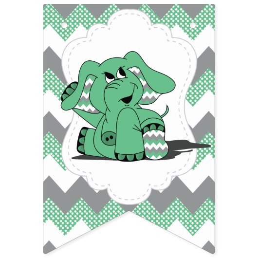 Funny Green Zickzack Albernen Niedlichen Babyeleme Wimpelkette (Erste Fahne)