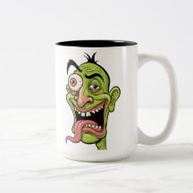 Funny Green Zombie Cartoon Kaffee Tasse - Quirky G